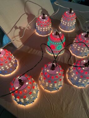 8 Lawnware hanging lamp string lights RV  vintage